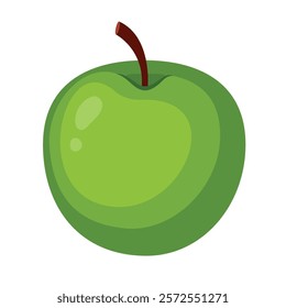 Green apple. Vector illustration in flat style.