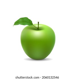 Green apple. Vector illustration of a fruit on a white background. Realistic image.