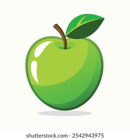 Green apple vector illustration. apple fruit icon. Green apple isolated on white background.