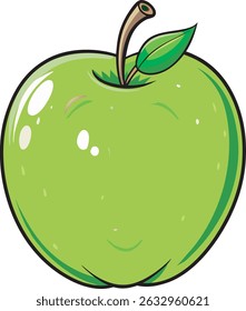 green apple vector illustration on white