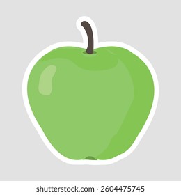 Green Apple Vector Illustration Sticker. Simple vector illustration of a green apple sticker. Perfect for healthy food, nutrition, organic products, and fresh fruit designs