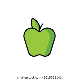 Green Apple Vector Isolated Emoticon. Apple Icon