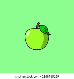 Vector de manzana verde aislado en fondo verde