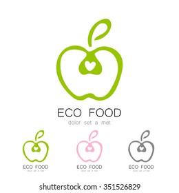 Green apple - vector logo. The idea of a logo design for a company of organic products, vegetarian food, ecological goods and others.