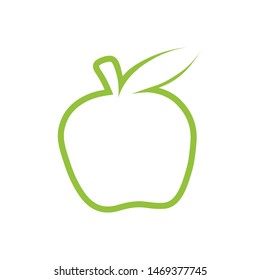 Green Apple vector outline icon. Modern minimal flat design style. illustration monochrome of apple logo.