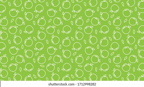 Green Apple Vector. Green Apple Symbol. Apple Doodle Pattern Wallpaper.