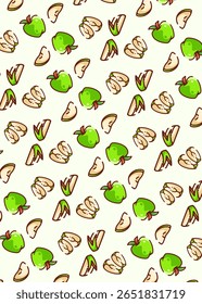 GREEN APPLE WALLPAPER SIMPLE CUTE VECTOR – UNIQUE BACKGROUNDS FOR DESIGN, EDITING, OR PRINT – FRESH FRUIT AESTHETIC PACK