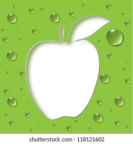 Green apple water drops abtract illustration vector