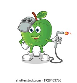 green apple welder mascot. cartoon vector