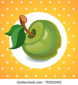 green apple in a white circle on a colored background