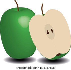 
green apple whole and in section