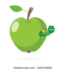 green apple worm, cartoon 