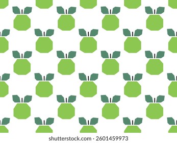 Green apples, fruits, fresh. Ornament. Garden. Seamless vector pattern for design and decoration. 