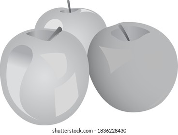 Green apples. Grayscale image of food. Vector illustration isolated on white background.