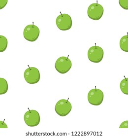 green apples on white background seamless pattern