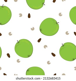 green apples on a white background. Seamless pattern