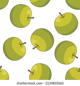 green apples seamless pattern vector white background.
