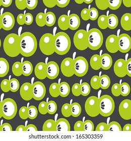 Green apples seamless texture. Vector illustration. 