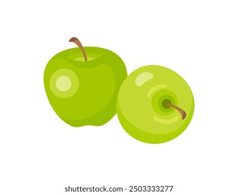 Green apples. Vector cartoon flat illustration. Fresh fruits icon. 