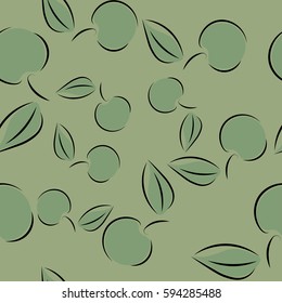 Green apples . Vector seamless background with apples and leaves. Textile and wallpaper background. Vector illustration.