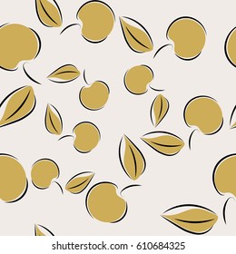 Green apples . Vector seamless background with apples and leaves. Textile and wallpaper background. Vector illustration.