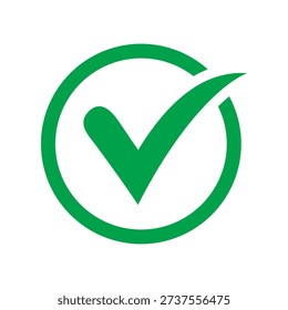Green Approval Check Mark Tick Icon for Confirmation, Validation and Interface Design