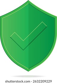 Icono verde de la marca de verificación del escudo de Aprobación o ícono seguro de protección del escudo de seguridad con el símbolo de la garrapata o los Botones de confianza. Ideal para ciberseguridad, antivirus, App de privacidad, interfaz de usuario de Inicio de sesión segura e interfaces de Web