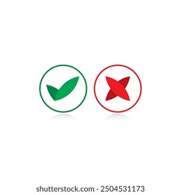 green approval symbol. red cancel symbol. approval and cancel symbols concept