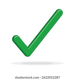 Green approve 3d check mark icon. Tick symbol in green color, 3D vector illustration. Accept Check mark icon vector isolated on white background, EPS 10.
