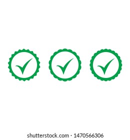 Green approved icon. Profile Verification. Accept badge.