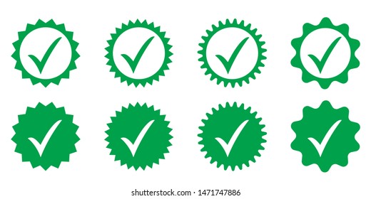 Green approved icon. Profile Verification. Accept badge.