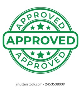 Green Approved isolated stamp, sticker, sign with Stars vector illustration