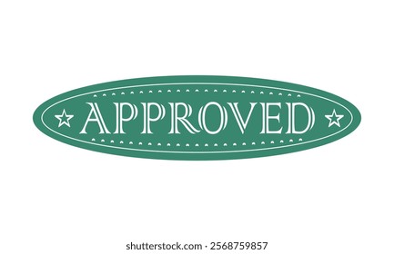 green approved oval stamp. stamp isolated on white background
