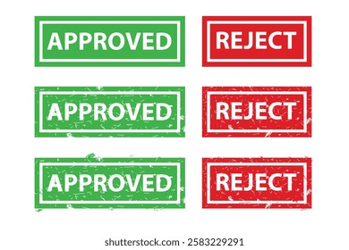 Green Approved and Red Rejec, rectangle vector rubber stamp