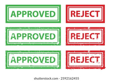 Green Approved and Red Rejec, rectangle vector rubber stamp
