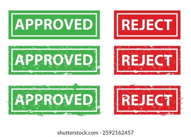 Green Approved and Red Rejec, rectangle vector rubber stamp