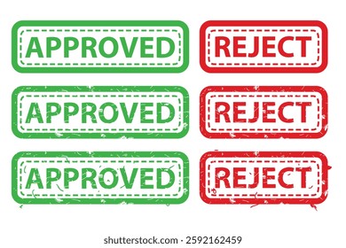 Green Approved and Red Rejec, rectangle vector rubber stamp