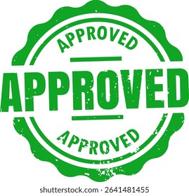 Green Approved Stamp Badge – Grunge Style Round Seal Vector