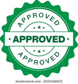 Green Approved Stamp Badge Vector – Certified, Verified, Quality Seal Icon Design