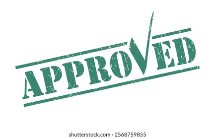 green approved stamp with check mark. grunge stamp on a white background