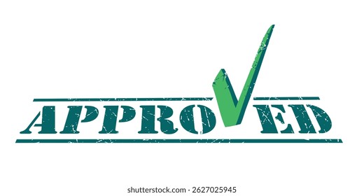green approved stamp with check mark. grunge stamp on a white background