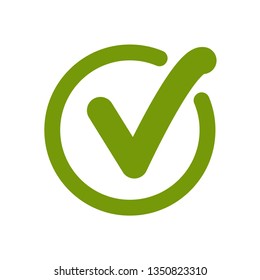 Green approved tick. Done stamp icon vector illustration