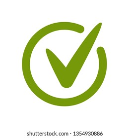 Green approved tick icon. Done stamp icon vector