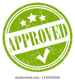 Green approved vector stamp isolated on white background