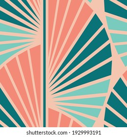 Green and apricot art deco inspired seamless pattern. Perfect for wallpaper, fabric, gift wrap, stationary, packaging and accessories.