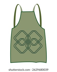 Green apron with geometric design isolated on white background flat design