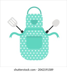 Green apron polka dot apron kitchen apron chef kitchen apparel for cooking modern flat illustration