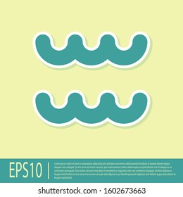 Green Aquarius zodiac sign icon isolated on yellow background. Astrological horoscope collection.  Vector Illustration
