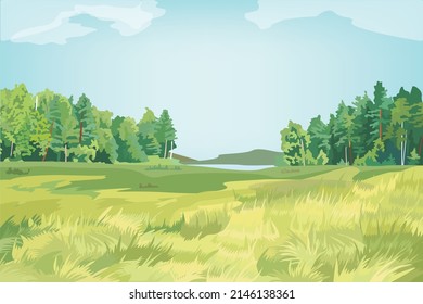 Green area : beautiful green grass field and tropical forest behind