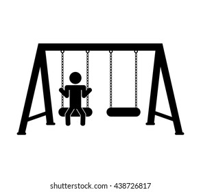 Green area and Playground object design. swing icon. vector grap